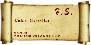 Háder Sarolta névjegykártya